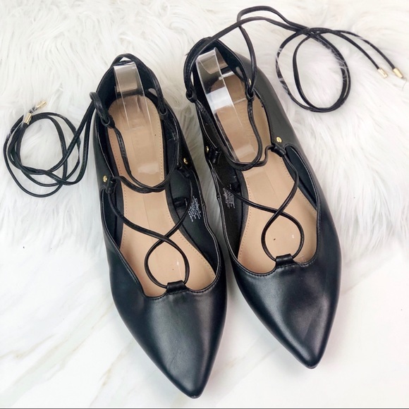Old Navy Shoes - Old Navy Ballet Black Lace Up Flats